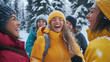© Ruzana - February travel excursions with friends enjoying winter fun