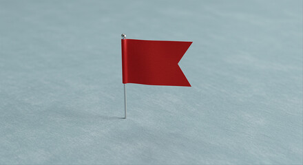 Fototapete - Red flag graphic resource on a light background. Red flag on a stick. Red flag symbol
