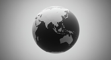 Poster - Black globe world map. Globe with world map. Black globe on a gray background