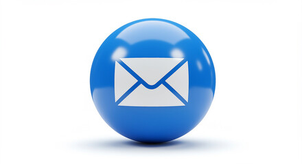Poster - Email icon on blue sphere. Email icon on blue ball. Email icon isolated on white background