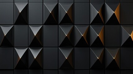 Poster - Abstract Black Pyramid Tile Wall Design