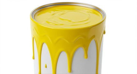 Poster - Yellow paint can with dripping yellow paint. Paint can with yellow paint