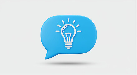 Fototapete - Light bulb in speech bubble icon. Light bulb message icon in blue speech bubble. Light bulb message icon on white background