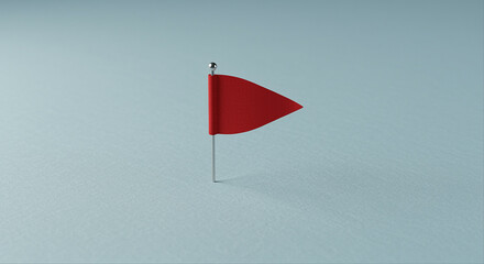 Fototapete - Red flag on a light blue background. Red flag graphic element on a light blue background