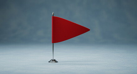 Fototapete - Red flag on a stick. Red flag graphic design on a gray background