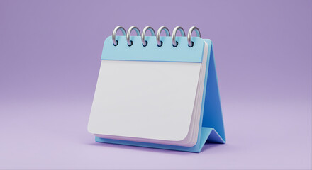 Poster - Calendar graphic with blank pages. Calendar with rings on a purple background