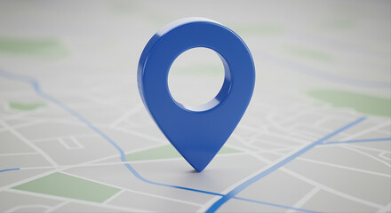 Poster - Blue location pin on map. Location pin on map marker. Map marker with location pin