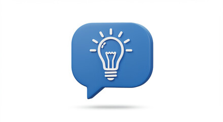 Poster - Lightbulb speech bubble icon with idea concept. 3d lightbulb speech bubble with technology idea. Lightbulb speech bubble 3d icon
