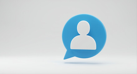 Fototapete - Speech bubble icon with person silhouette in blue color. Speech bubble icon with person silhouette on white background