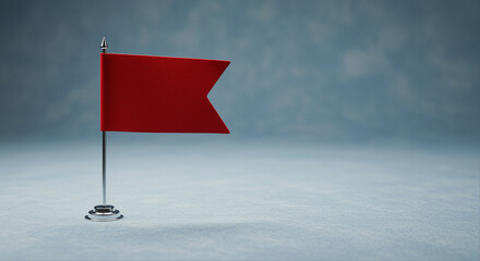 Fototapete - Red flag on a stand. Red flag graphic design on a stand