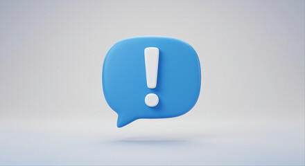 Fototapete - Blue speech bubble with exclamation mark symbol. Graphic of a speech bubble with an exclamation point