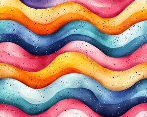 Poster - Horizontal doodle with sloppy hand-drawn ink lines, a sketch stroke decoration. Background is simple and colorful with stripes