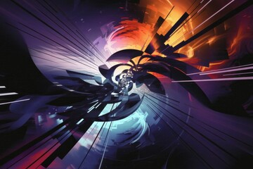 Poster - Abstract swirling vortex of vibrant colors and sharp lines, creating a dynamic and energetic visual experience.