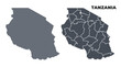 © Jayartiez - Tanzania grey political map simple flat illustration set
