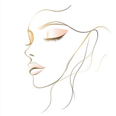 Leinwandbilder - Silhouette of a womans face with golden ratio lines showcasing elegance and artistic beauty. Generative AI