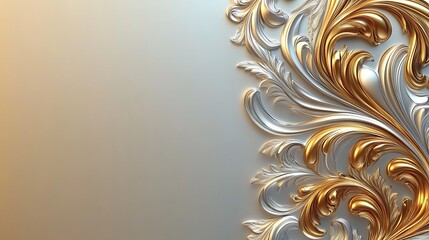 Wall Mural - Elegant Gold and Silver Ornate Design Background