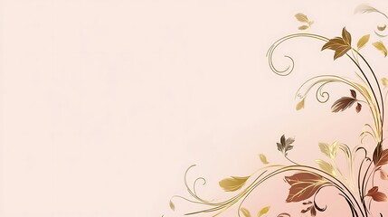 Wall Mural - Elegant Gold and Brown Floral Design on Pink Background