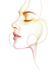 Poster - Silhouette of a womans face featuring golden ratio lines and delicate curves highlighting beauty and symmetry. Generative AI