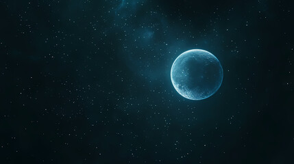 Wall Mural - A blue moon glowing in the dark sky, surrounded by twinkling stars, creating a cinematic and epic atmosphere. Celestial Glow. Illustration