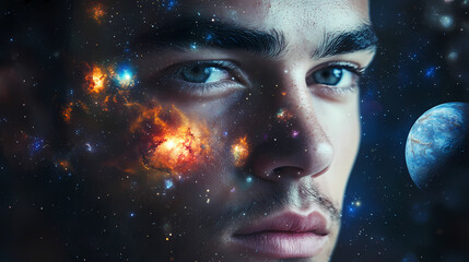 Wall Mural - a mesmerizing stock photo featuring a celestial scene with colorful stars, planets, and galaxies in 