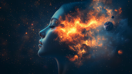 Wall Mural - a mesmerizing stock photo featuring a celestial scene with colorful stars, planets, and galaxies in 