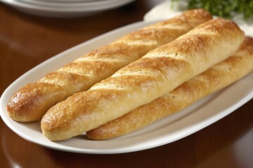 Sticker - Golden Baked Baguettes on a Plate