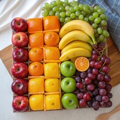 Wall Mural - Colorful Fruit Arrangement Showcasing Variety and Freshness. Generative AI