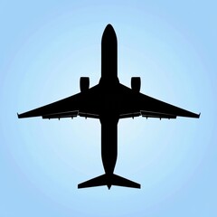 Aufkleber - Silhouette of an airplane against a clear blue sky highlighting its sleek design and clean lines. Generative AI