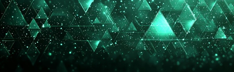 Wall Mural - A panoramic abstract background with a green geometric pattern of rhombuses, ideal for design, web themes, and headers