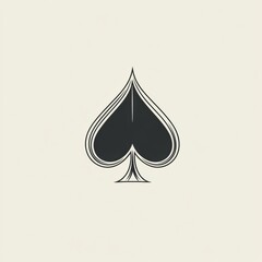 Fototapete - Black spade symbol on light background representing playing cards and games of chance. Generative AI