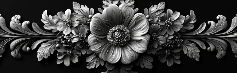 Poster - Black and white abstract pattern. Panoramic abstract background perfect for design, web themes, and headers