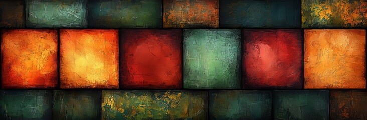 Poster - Business banner featuring a green and orange panoramic geometric background