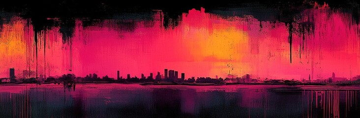 Poster - A business, corporate, or institutional banner featuring a panoramic geometric background and psychedelic purple hues