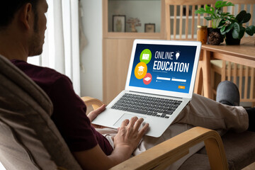 Poster - e-learning website with modish sofware for student to study online on the internet network