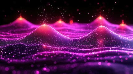 Poster - Abstract Purple and Pink Light Waveforms