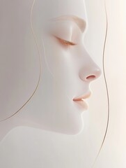 Aufkleber - Silhouette of a womans face featuring golden ratio lines illustrating beauty in harmony and proportion. Generative AI
