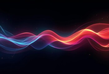 Wall Mural - Abstract colorful waves on a black background. 