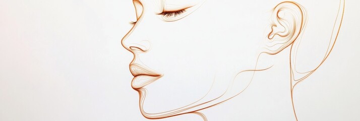 Fototapete - Silhouette of a womans face featuring golden ratio lines illustrating beauty and proportion. Generative AI