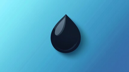 Leinwandbilder - Dark droplet shape on a smooth blue background representing liquid or oil design concept in modern digital art style. Generative AI