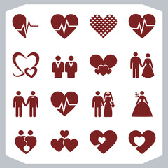 Romantic Red Heart Icons Full Vector Style Collection