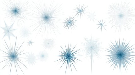 Wall Mural - Light Blue Sparkles and Stars on White Background for Design
