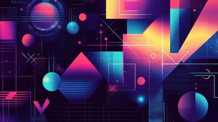 Poster - Colorful Geometric Abstract Background with Shapes and Patterns