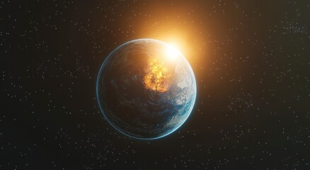 Wall Mural - Stunning Earth Sunrise Space View Digital Art