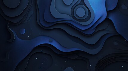 Poster - Abstract Dark Blue Background with Layered Paper Cut Shapes