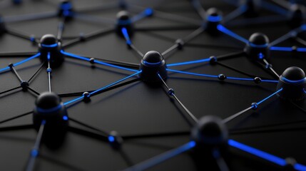 Poster - Abstract Network Connections with Glowing Blue Nodes and Lines