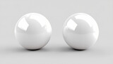 Two glossy white spheres on a minimal background. Minimal Geometry. Illustration