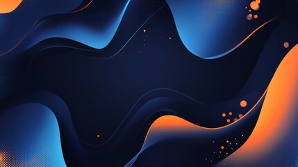 Poster - Abstract Wavy Background in Blue and Orange Color Scheme Design