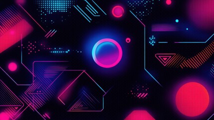 Poster - Vibrant Abstract Background with Geometric Shapes and Bright Colors