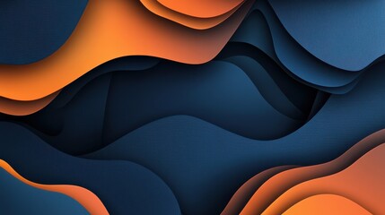 Poster - Abstract Waves in Orange and Blue Tones with Textured Background