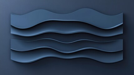 Poster - Abstract Blue Waves Background with Smooth Wavy Textures and Shapes